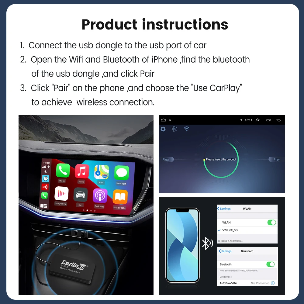 Hot Sale CarlinKit USB Wireless&Wired CarPlay Dongle Android Auto AI Box Mirrorlink Car Multimedia Player Bluetooth Auto Connect - Image 5